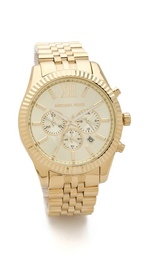 michael kors mk839|oversized lexington gold tone watch.